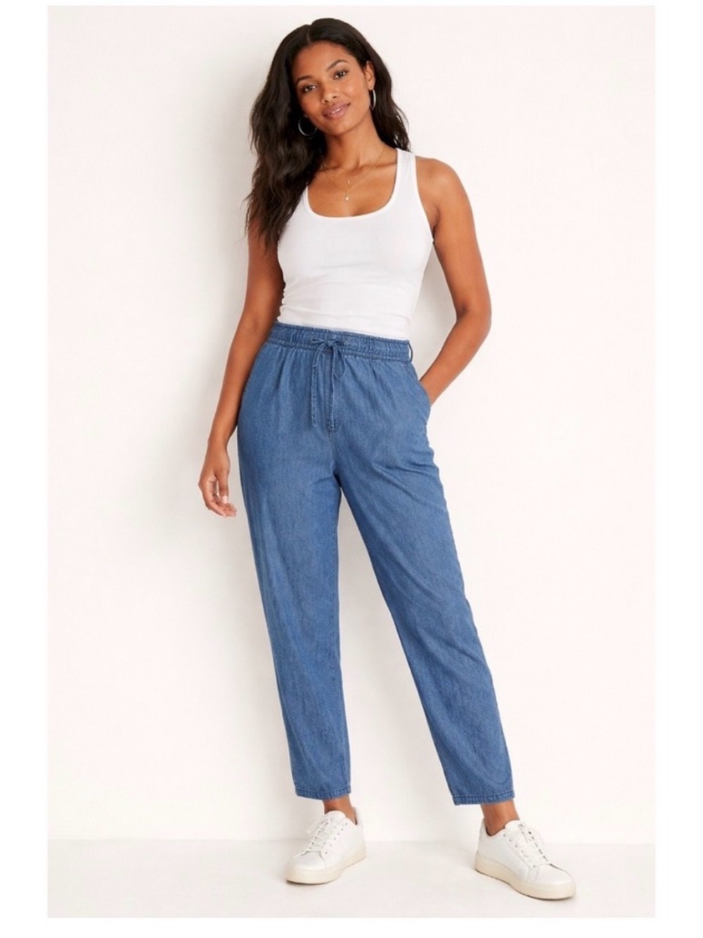 Old Navy Casual Drawstring Chambray Jogger Pants - Blue